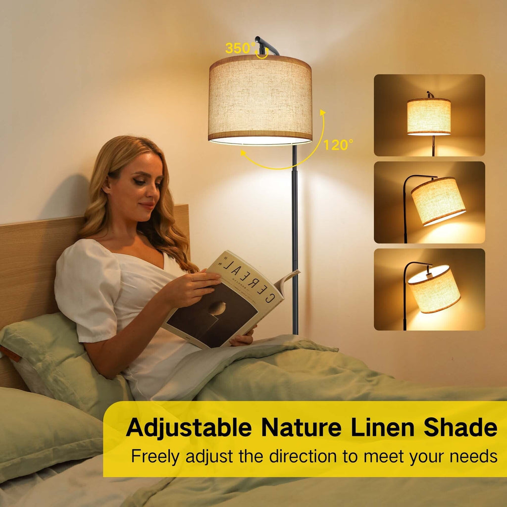 Lampadaire de table noir de 62 pouces avec port USB et prise