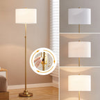 Lampadaire réglable standard KAWOTI 63,5 avec abat-jour en tissu et lin