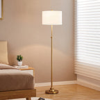 Lampadaire réglable standard KAWOTI 63,5 avec abat-jour en tissu et lin
