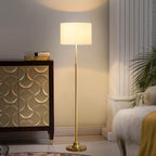 Lampadaire réglable standard KAWOTI 63,5 avec abat-jour en tissu et lin