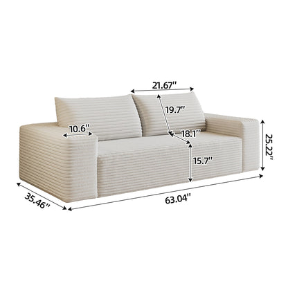 Canapé Setaser 63 2 places, tissu velours côtelé, assise profonde, canapé causeuse confortable, sans assemblage, 1 pièce