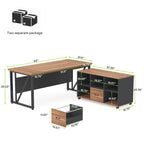 Bureau d'ordinateur en L de 63 pouces avec classeur latéral de 47 pouces, ensemble de bureau de direction pour la maison