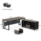 Bureau d'ordinateur en L de 63 pouces avec classeur latéral de 47 pouces, ensemble de bureau de direction pour la maison