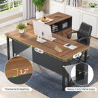 Bureau d'ordinateur en L de 63 pouces avec classeur latéral de 47 pouces, ensemble de bureau de direction pour la maison