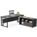 Bureau d'ordinateur en L de 63 pouces avec classeur latéral de 47 pouces, ensemble de bureau de direction pour la maison