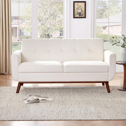 Canapé d'angle capitonné style Mid-Century 65,2 po pour salon et chambre, montage facile (beige)