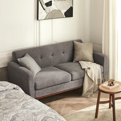 Canapé d'angle capitonné style Mid-Century 65,2 po pour salon et chambre, montage facile (beige)