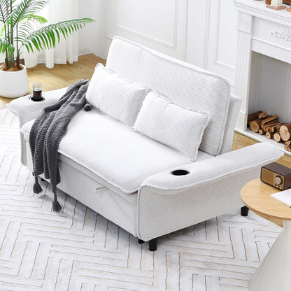 Canapé-lit multifonctionnel en tissu rayé de 65,74 pouces, idéal pour les chambres et les salons