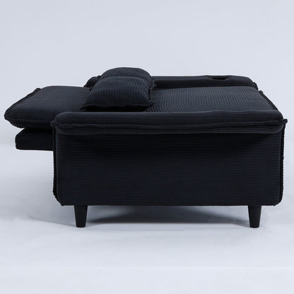 Canapé-lit multifonctionnel en tissu rayé de 65,74 pouces, idéal pour les chambres et les salons
