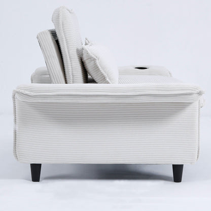 Canapé-lit multifonctionnel en tissu rayé rose de 65,74 pouces, accoudoirs et dossiers réglables