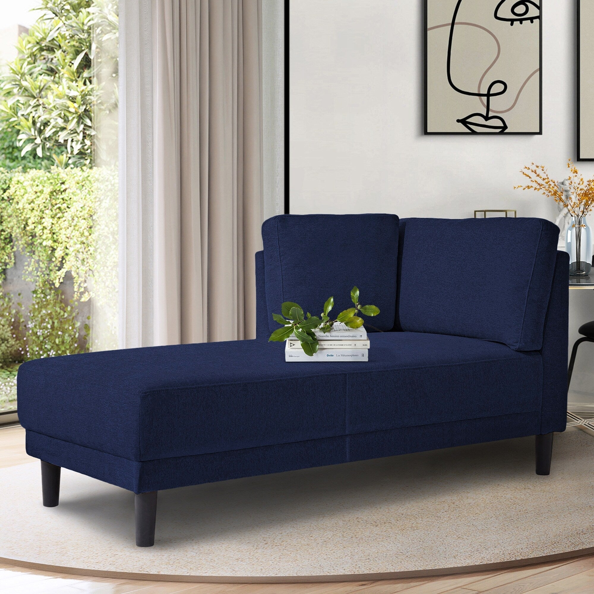 Chaise longue d'angle moderne en lin avec coussins amovibles, canapé-lit, canapé de loisirs, chaise longue rembourrée