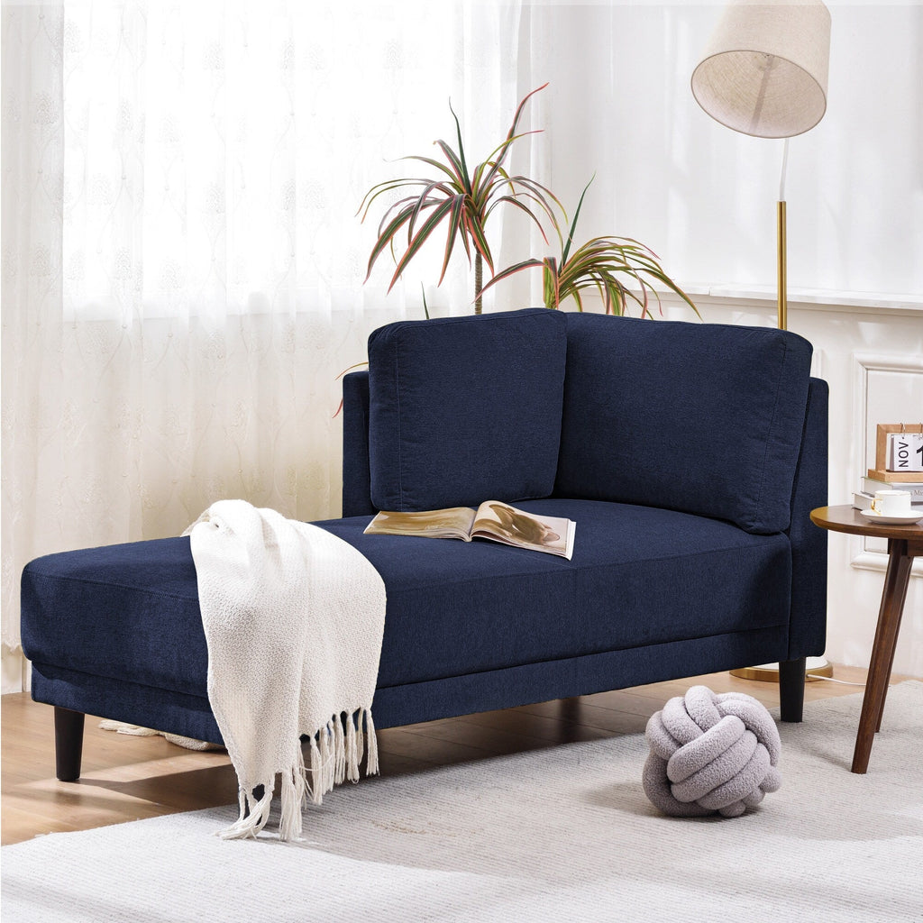 Chaise longue d'angle moderne en lin avec coussins amovibles, canapé-lit, canapé de loisirs, chaise longue rembourrée