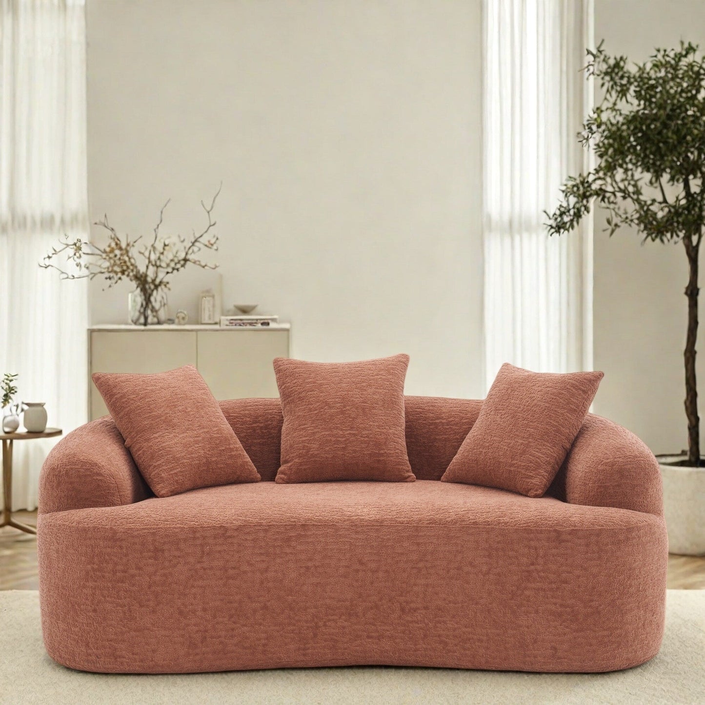 Canapé 2 places en chenille 65 avec assemblage facile, coussin mi-ferme et capacité de charge de 300 lb