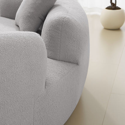 Canapé causeuse incurvé gris de 66,93 pouces, entièrement en éponge de compression, tissu velours Teddy, canapé compact sans assemblage
