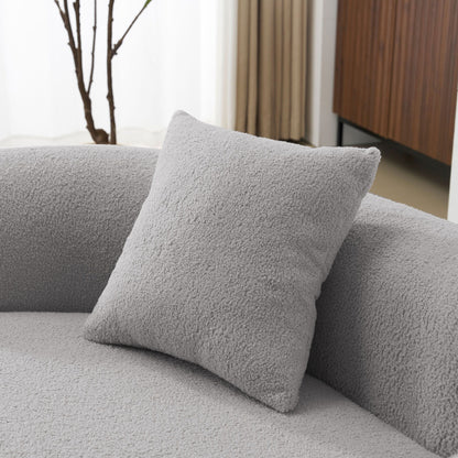 Canapé causeuse incurvé gris de 66,93 pouces, entièrement en éponge de compression, tissu velours Teddy, canapé compact sans assemblage