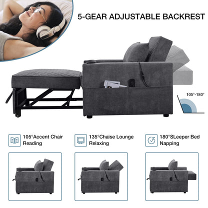 Canapé-lit 2 places en métal 66,93 $, avec coussin chauffant et massant, rangement dissimulé et porte-gobelets