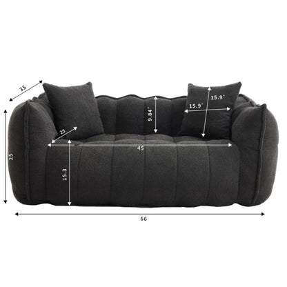 Pouf carré en chenille de 66 pouces avec noyau en mousse haute résilience, accoudoirs et poignée