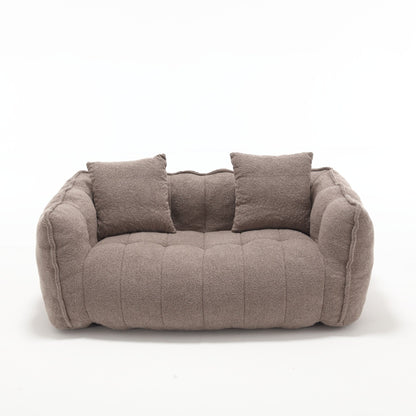 Pouf carré en chenille de 66 pouces avec noyau en mousse haute résilience, accoudoirs et poignée