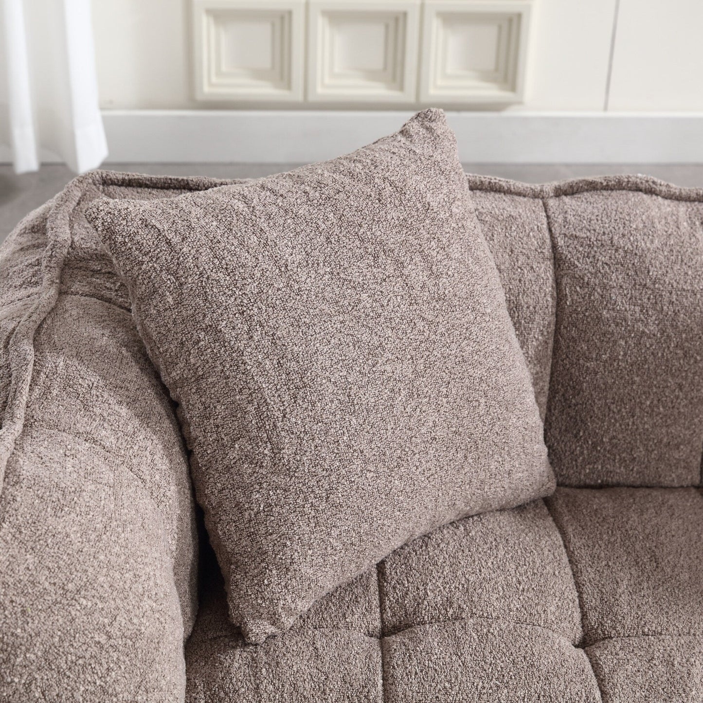 Pouf carré en chenille de 66 pouces avec noyau en mousse haute résilience, accoudoirs et poignée