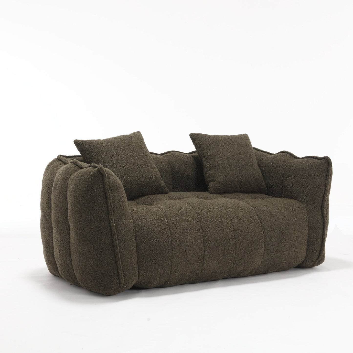 Pouf carré en chenille de 66 pouces avec noyau en mousse haute résilience, accoudoirs et poignée