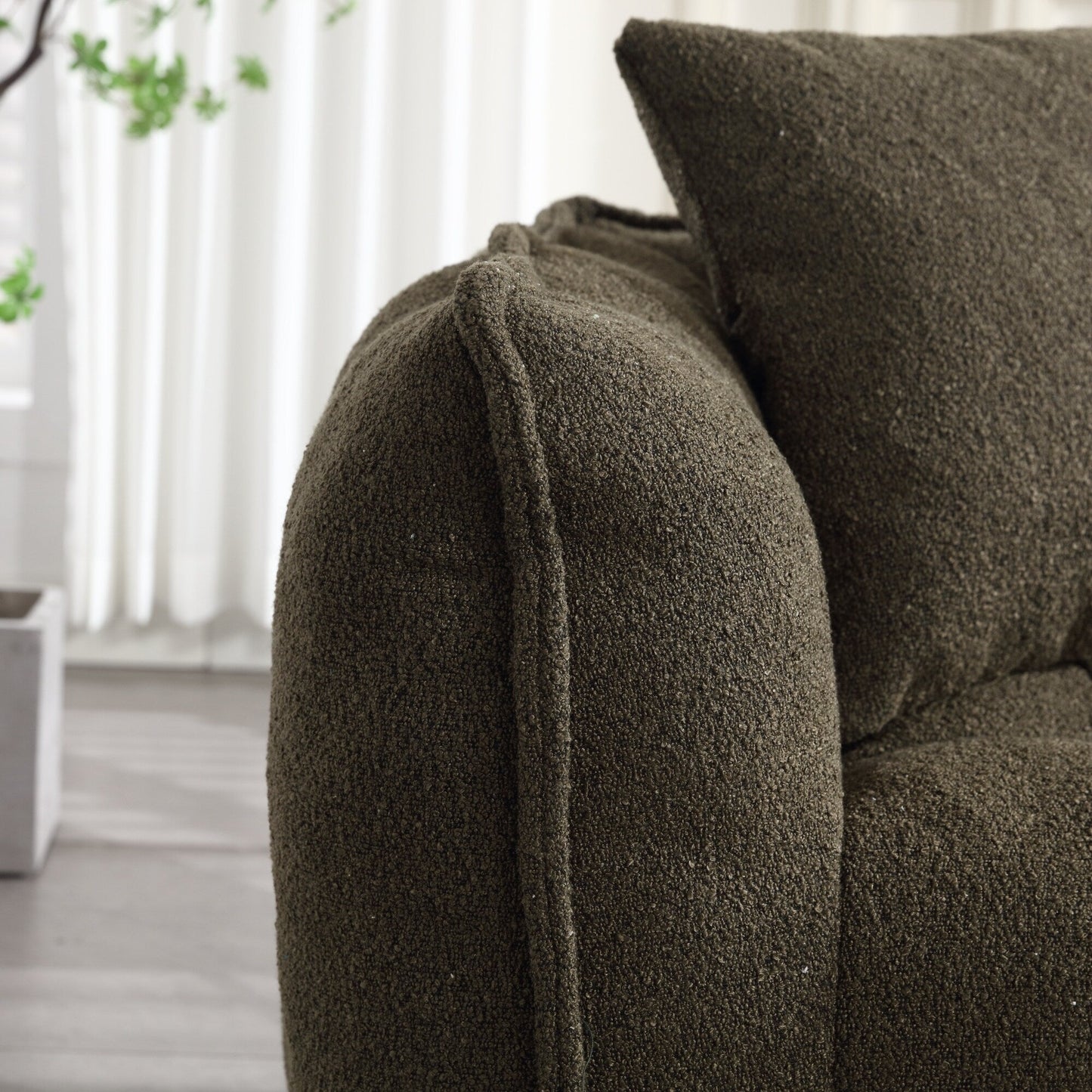 Pouf carré en chenille de 66 pouces avec noyau en mousse haute résilience, accoudoirs et poignée