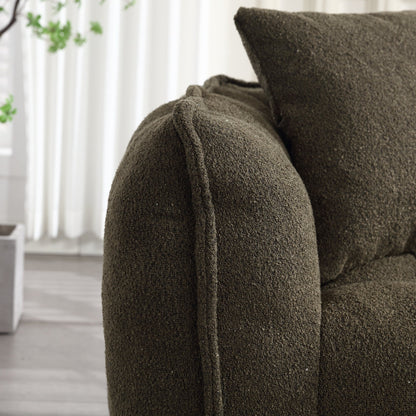 Pouf carré en chenille de 66 pouces avec noyau en mousse haute résilience, accoudoirs et poignée