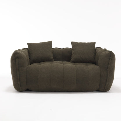 Pouf carré en chenille de 66 pouces avec noyau en mousse haute résilience, accoudoirs et poignée