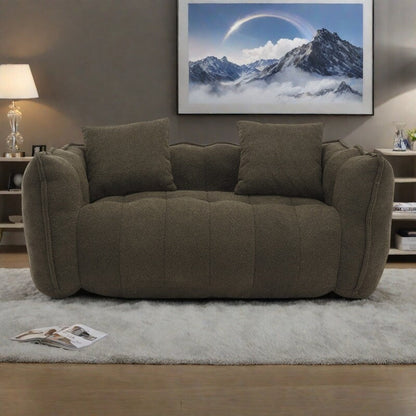 Pouf carré en chenille de 66 pouces avec noyau en mousse haute résilience, accoudoirs et poignée