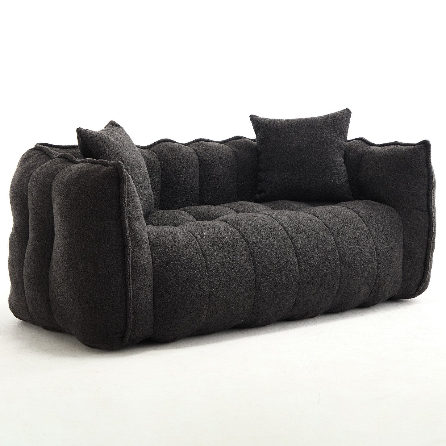 Pouf carré en chenille de 66 pouces avec noyau en mousse haute résilience, accoudoirs et poignée