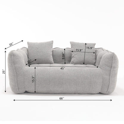 Pouf carré en chenille de 66 pouces avec noyau en mousse haute résilience, accoudoirs et poignée