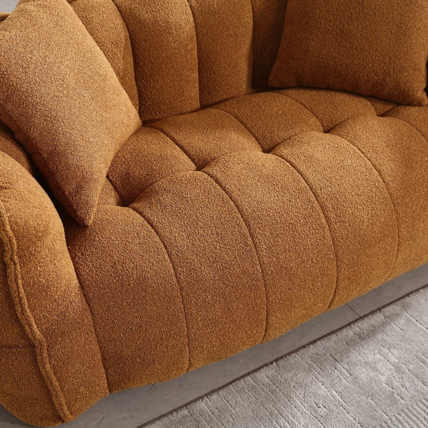 Pouf carré en chenille de 66 pouces avec noyau en mousse haute résilience, accoudoirs et poignée