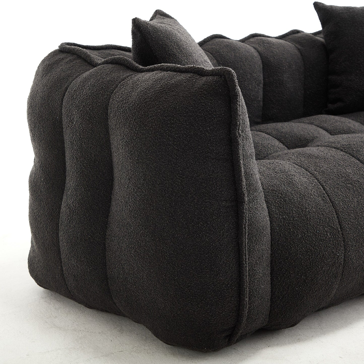 Pouf carré en chenille de 66 pouces avec noyau en mousse haute résilience, accoudoirs et poignée