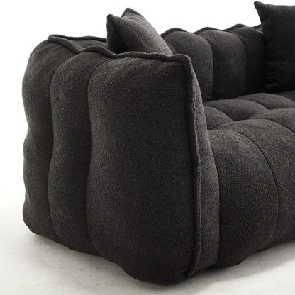 Pouf carré en chenille de 66 pouces avec noyau en mousse haute résilience, accoudoirs et poignée