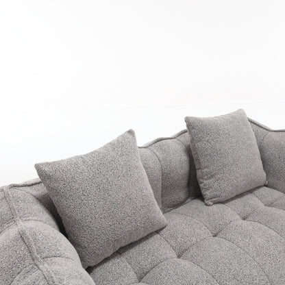 Pouf carré en chenille de 66 pouces avec noyau en mousse haute résilience, accoudoirs et poignée