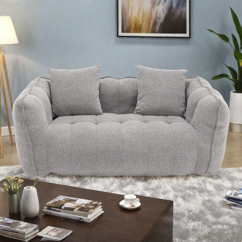 Pouf carré en chenille de 66 pouces avec noyau en mousse haute résilience, accoudoirs et poignée