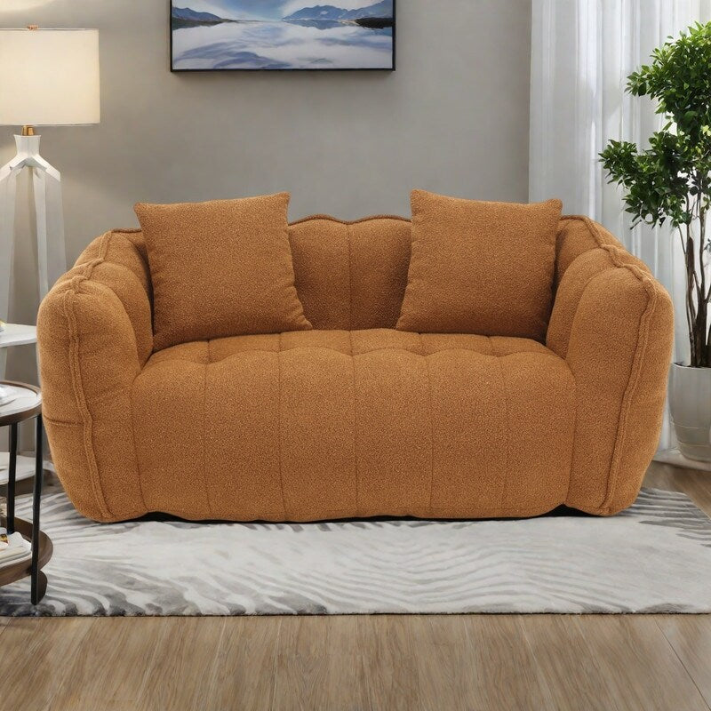 Pouf carré en chenille de 66 pouces avec noyau en mousse haute résilience, accoudoirs et poignée