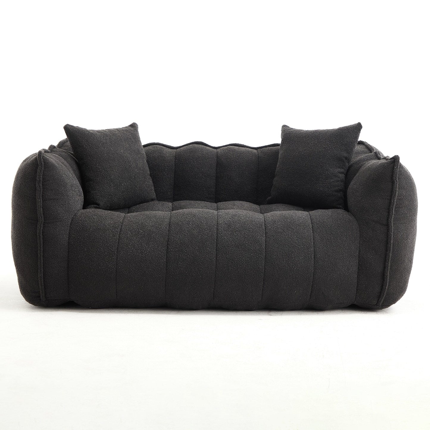 Pouf carré en chenille de 66 pouces avec noyau en mousse haute résilience, accoudoirs et poignée