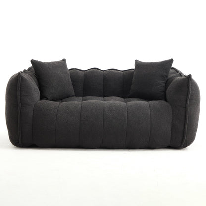 Pouf carré en chenille de 66 pouces avec noyau en mousse haute résilience, accoudoirs et poignée