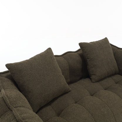 Pouf carré en chenille de 66 pouces avec noyau en mousse haute résilience, accoudoirs et poignée