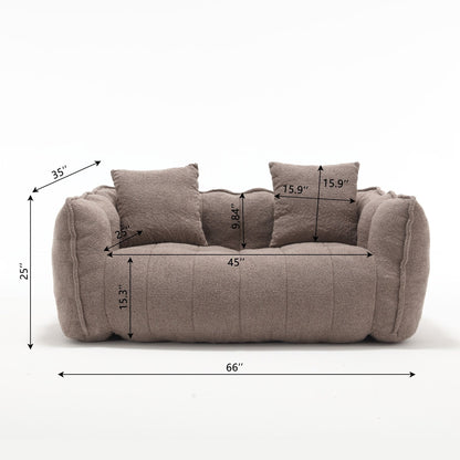 Pouf carré en chenille de 66 pouces avec noyau en mousse haute résilience, accoudoirs et poignée