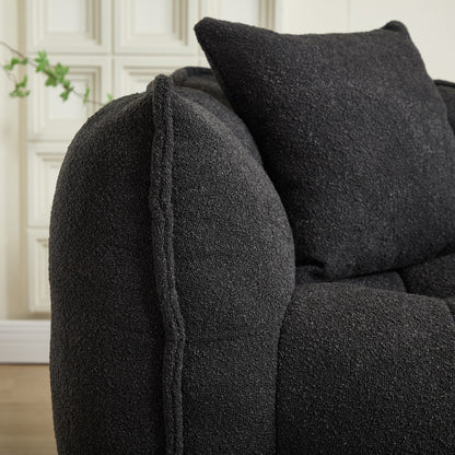 Pouf carré en chenille de 66 pouces avec noyau en mousse haute résilience, accoudoirs et poignée