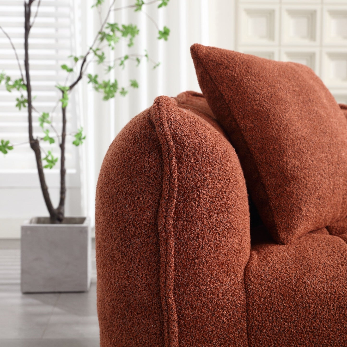 Pouf carré en chenille de 66 pouces avec noyau en mousse haute résilience, accoudoirs et poignée