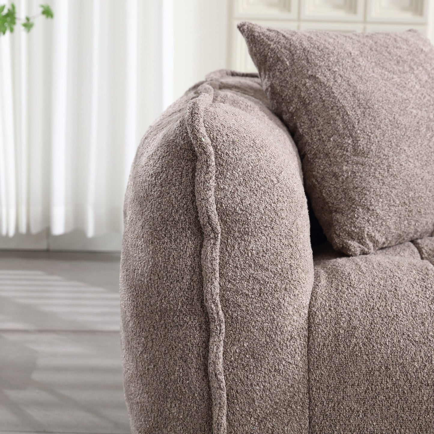 Pouf carré en chenille de 66 pouces avec noyau en mousse haute résilience, accoudoirs et poignée