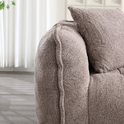 Pouf carré en chenille de 66 pouces avec noyau en mousse haute résilience, accoudoirs et poignée