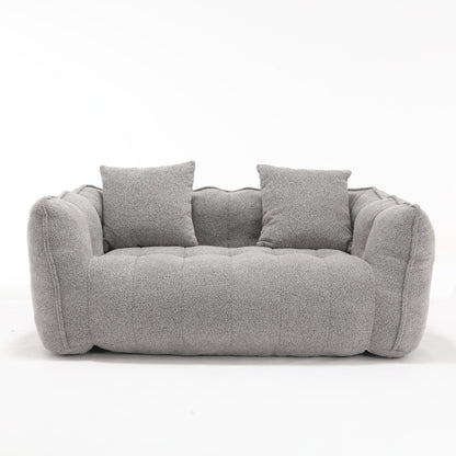 Pouf carré en chenille de 66 pouces avec noyau en mousse haute résilience, accoudoirs et poignée