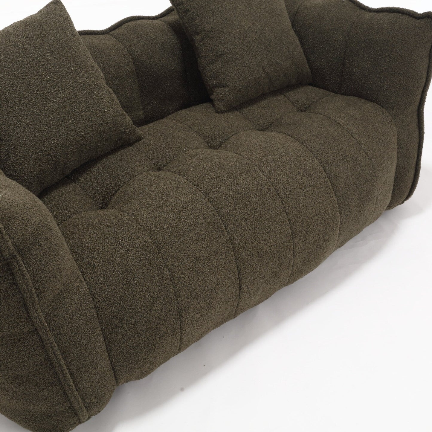 Pouf carré en chenille de 66 pouces avec noyau en mousse haute résilience, accoudoirs et poignée