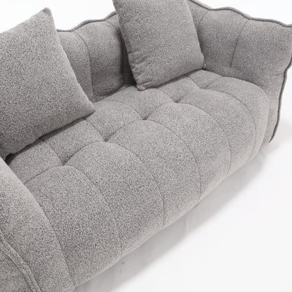 Pouf carré en chenille de 66 pouces avec noyau en mousse haute résilience, accoudoirs et poignée