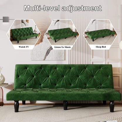 Canapé-lit 3 places en velours 66 avec cadre en bois robuste et coussin en mousse hautement élastique pour le salon