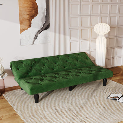 Canapé-lit 3 places en velours 66 avec cadre en bois robuste et coussin en mousse hautement élastique pour le salon