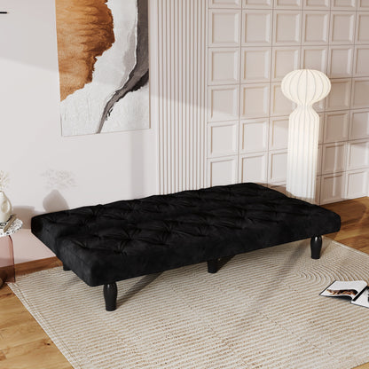 Canapé-lit 3 places en velours 66 avec cadre en bois robuste et coussin en mousse hautement élastique pour le salon